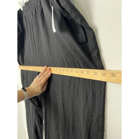 Old Navy High Rise Linen Blend Wide Leg Pants Plus Sz 4X Pull On Black Lagenlook - Picture 9 of 13